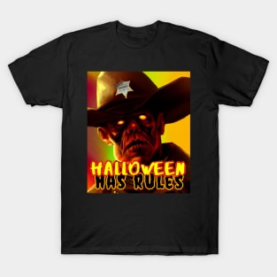 Zombie Wearing Sheriff's Badge T-Shirt